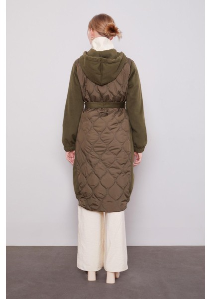 Haki Kaşe Detaylı Kapitone Mont fırsatları