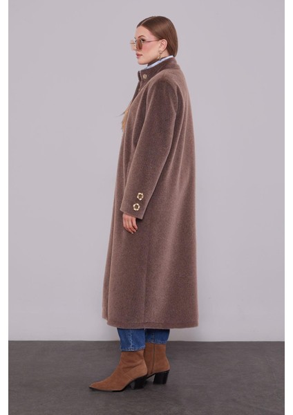 Kahve Gold Aksesuar Detaylı Kürk Kaban indirimleri