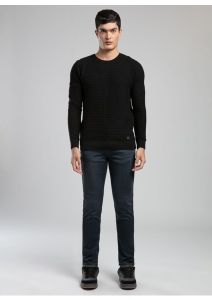 Yuvarlak Yaka Regular Fit Siyah Erkek Kazak 261 Lcm 241018 Duane Siyah