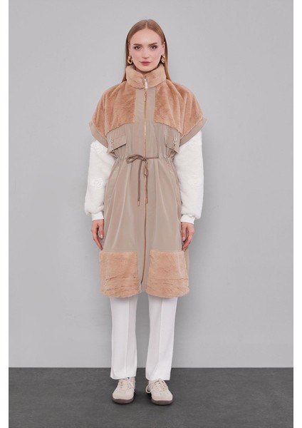 Camel Kürk Yakalı Yelek