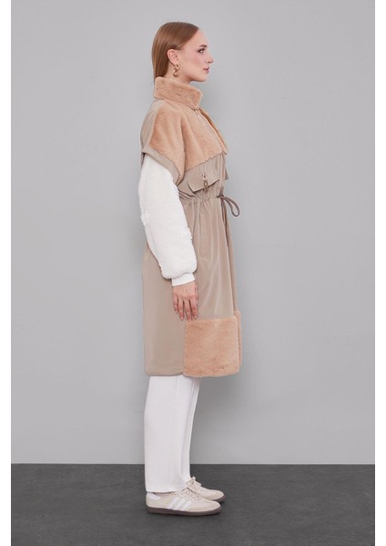 Camel Kürk Yakalı Yelek modelleri