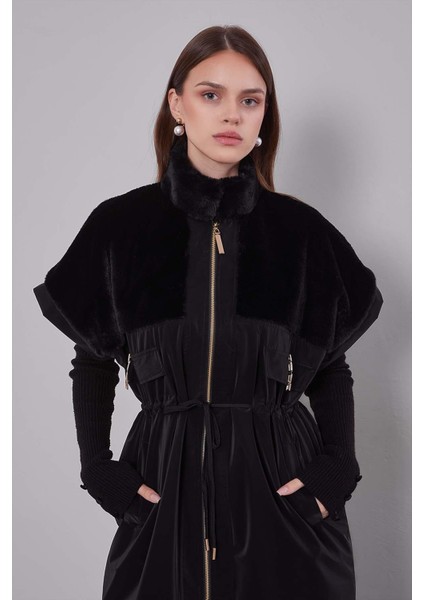 Siyah Kürk Yakalı Yelek fiyatları