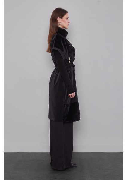 Siyah Kürk Yakalı Yelek modelleri