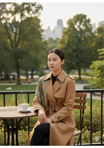 Saray Motif Yeşil Üçgen Fular Bandana Estacraft - 100X45 cm fiyatları