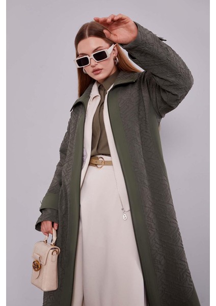 Haki Kendinden Desenli Fermuarlı Kap fiyatları