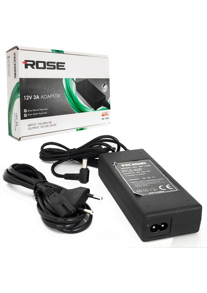 Adaptör 12V 3A Masa Tip 5.5x2.5 Rose RA-1230 fiyatları