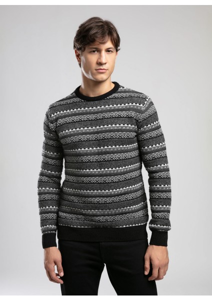 Yuvarlak Yaka Regular Fit Siyah - Antrasit Erkek Kazak 261 Lcm 241023 Mıguel Siyah-Antra fiyatları