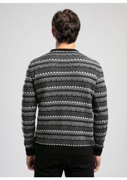 Yuvarlak Yaka Regular Fit Siyah - Antrasit Erkek Kazak 261 Lcm 241023 Mıguel Siyah-Antra modelleri