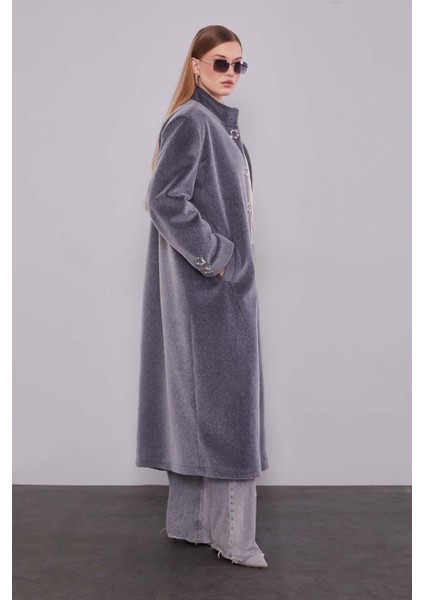 Antrasit Gold Aksesuar Detaylı Kürk Kaban fırsatları