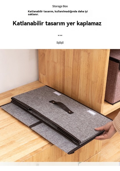 Pamuk ve Keten Kumaştan Çift Kapaklı Katlanabilir Saklama Kutusu (Yurt Dışından) fiyatları