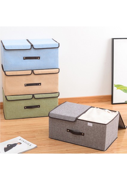 Pamuk ve Keten Kumaştan Çift Kapaklı Katlanabilir Saklama Kutusu (Yurt Dışından) modelleri