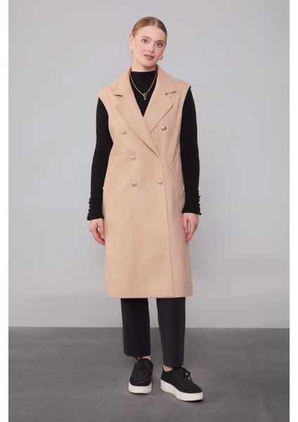 Toprak Maxi Boy Kaşe Yelek