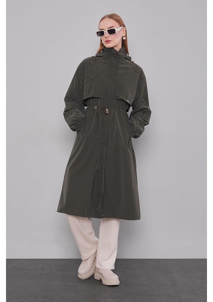 Haki Rüzgarlık Detaylı Trençkot