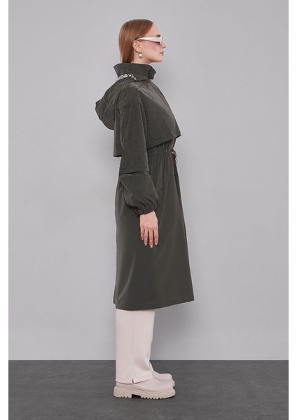Haki Rüzgarlık Detaylı Trençkot modelleri