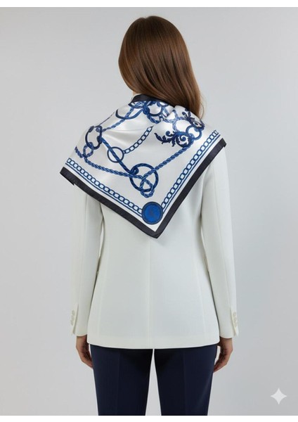 Zincir Desenli Lacivert Üçgen Fular Bandana Estacraft - 100X45 cm fiyatları