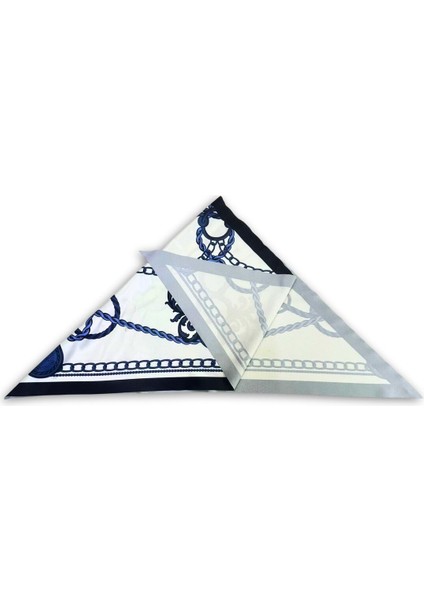 Zincir Desenli Lacivert Üçgen Fular Bandana Estacraft - 100X45 cm modelleri