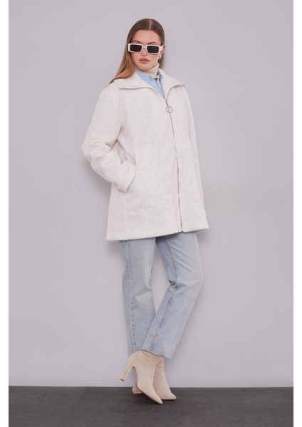 Ekru Pullu Desen Midi Kaban fiyatları