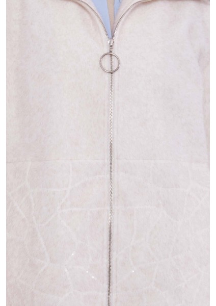 Ekru Pullu Desen Midi Kaban fırsatları