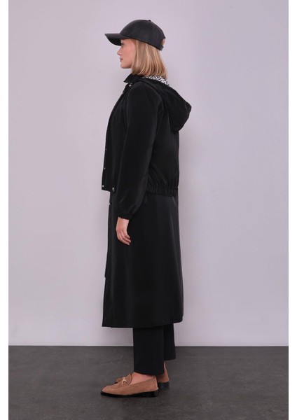 Siyah Çıkarılabilir Detaylı Trençkot modelleri