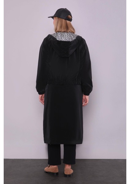 Siyah Çıkarılabilir Detaylı Trençkot