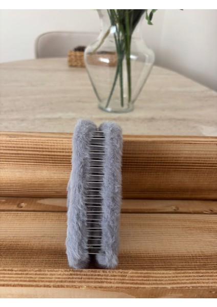 Peluş Kürk Mandallı Toka Gri Büyük modelleri