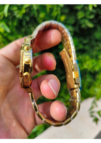 Versage Stil Çelik Erkek Kol Saati Gold Yeşil Kadran modelleri