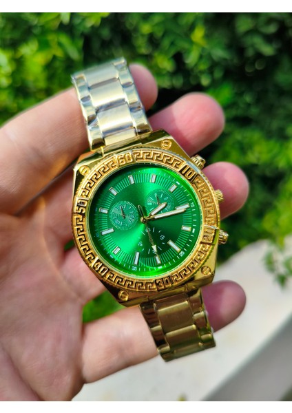 Versage Stil Çelik Erkek Kol Saati Gold Yeşil Kadran fırsatları