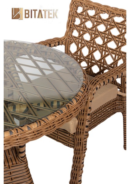 Alaçatı 2 Kişilik Rattan Bahçe Balkon Mutfak Masa Takımı Kahve fırsatları