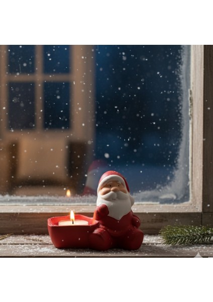 Kırmızı Kış Teması Dekor Seti, Noel Baba Mumluk ve Evi Süsü ile Şıklık Katın fiyatları