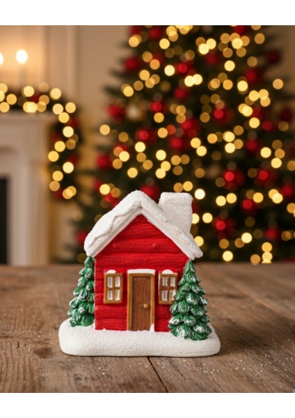 Kırmızı Kış Teması Dekor Seti, Noel Baba Mumluk ve Evi Süsü ile Şıklık Katın modelleri