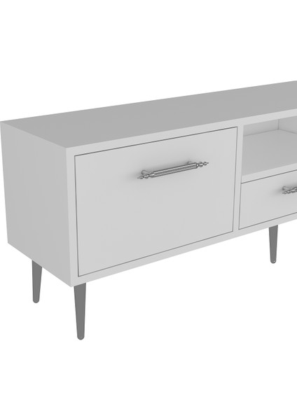 1330DROPDD-128 Tv Sehpası BEYAZ-GÜMÜŞ fırsatları
