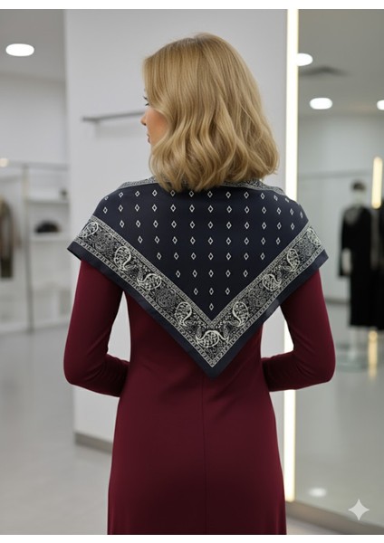 Saray Motif Lacivert Üçgen Fular Bandana Estacraft - 100X45 cm fiyatları