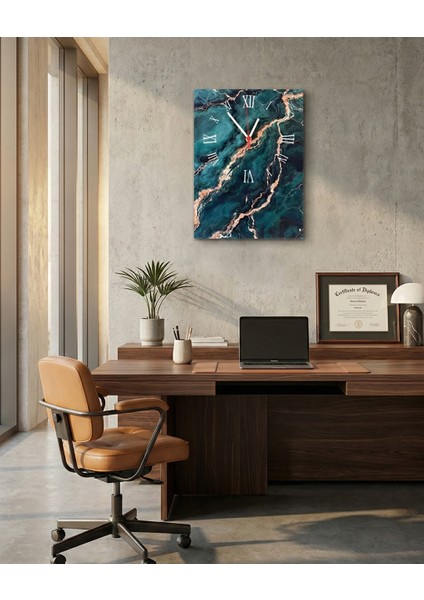 Zümrüt Mermer Duvar Saati Quartz | Özel Tasarım Sessiz Çalışan Dikdörtgen Şık Duvar Saati | 25X35CM fiyatları