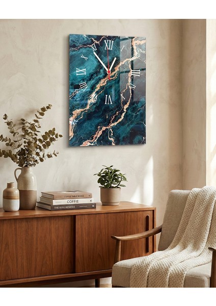 Zümrüt Mermer Duvar Saati Quartz | Özel Tasarım Sessiz Çalışan Dikdörtgen Şık Duvar Saati | 25X35CM fırsatları