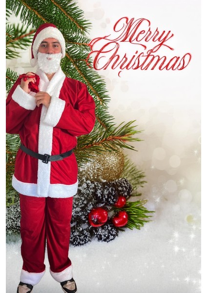 Noel Baba Kostümü, Lüks Rachel Kumaş 6 Parça Set, Eğlenceli ve Şık Tasarım fiyatları