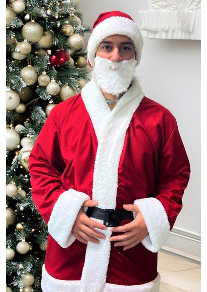 Noel Baba Kostümü, Lüks Rachel Kumaş 6 Parça Set, Eğlenceli ve Şık Tasarım modelleri