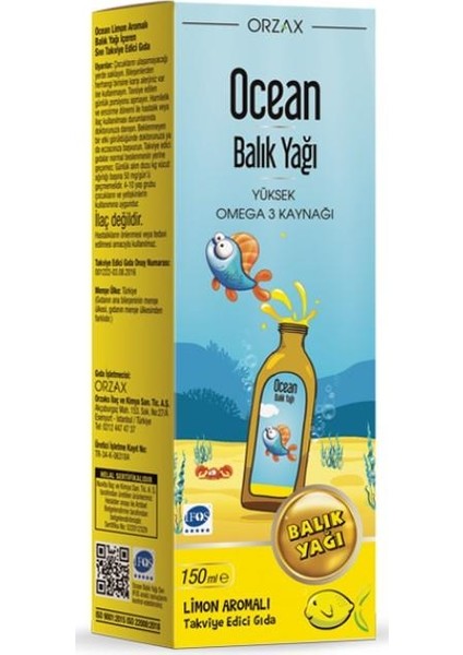 Ocean Balık Yağı 150 ml Limon Aromalı fiyatları