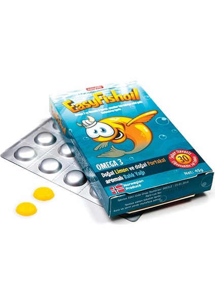 EasyFishoil Omega 3 ve Vitamin D İçeren Takviye Edici Gıda 45 gr fiyatları