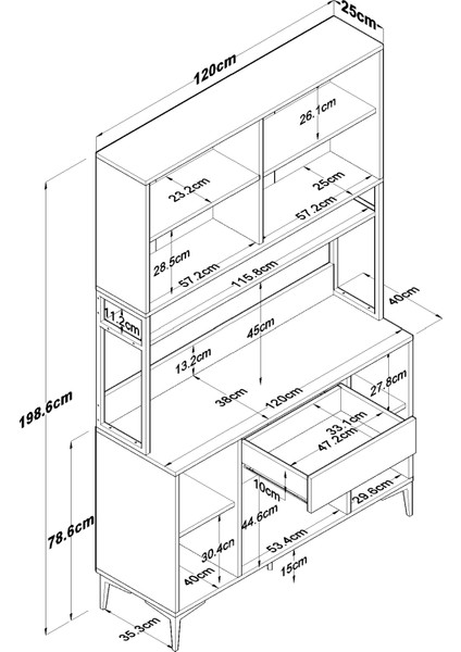JE127 Çok Amaçlı Dolap 8 Kapaklı 1 Çekmeceli Kiler Mutfak Dolabı Beyaz fiyatları