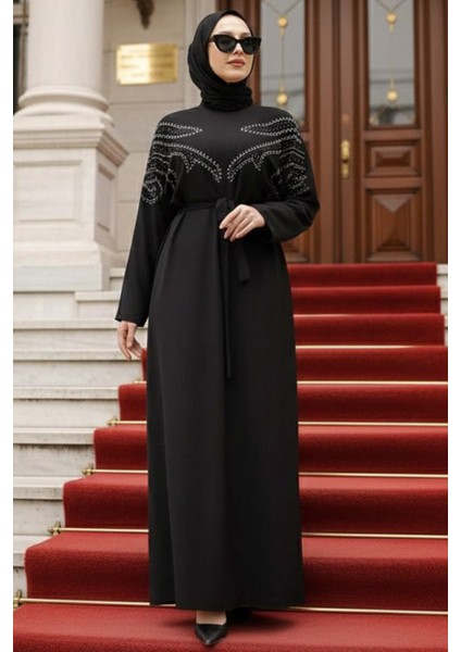 - Boncuk Işlemeli Siyah Tesettür Elbise 32290S fiyatları