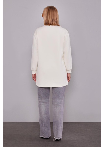 Ekru Inci Detaylı Sweatshirt modelleri