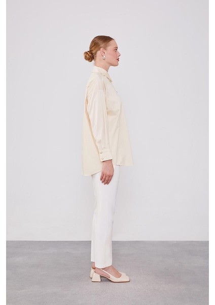 Bej Düğme Detaylı Gömlek modelleri