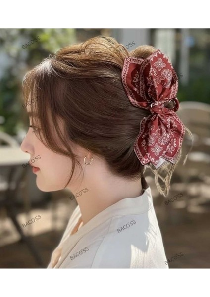 Kırmızı Desenli Fiyonk Tasarım Mandal Toka (BC-1239)