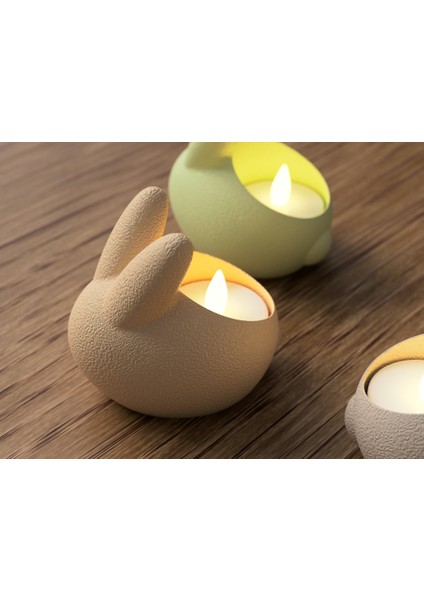 Tavşan Formlu Tealight Mumluk – Dekoratif Mini Mumluk