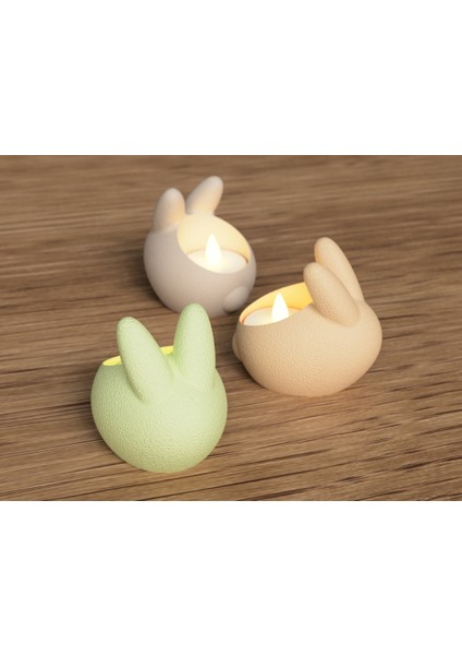 Tavşan Formlu Tealight Mumluk – Dekoratif Mini Mumluk