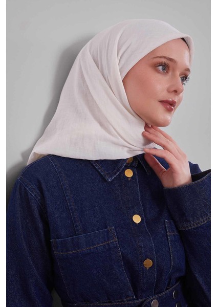 Ekru Lux Pamuk Cazz Eşarp