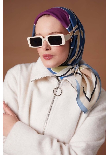 Mavi Kamuflaj Desen Aura Eşarp