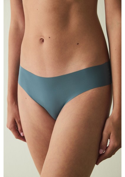 Koyu Gri Iz Yapmayan Lazer Kesim Normal Bel Brazilian Külot