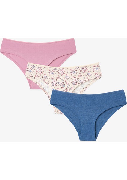 Çiçekli Rose Harmony 3'lü Hipster Külot