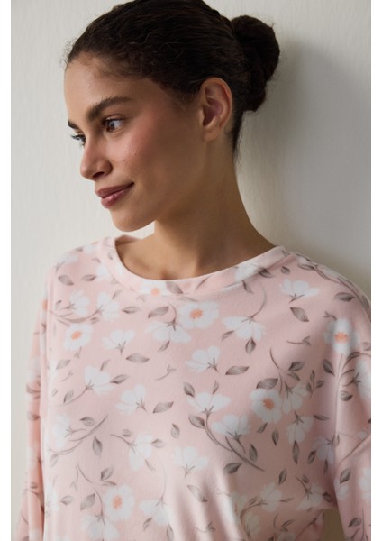 Açık Pembe Ellie Bisiklet Yaka Sweatshirt Pijama Üstü modelleri